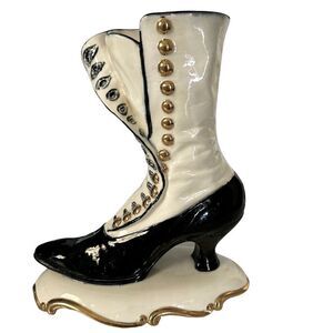 vintage ceramic atlantic mold Victorian boot vase EUC
